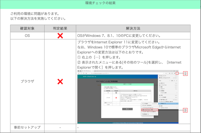 マイナポイント対応ブラウザ